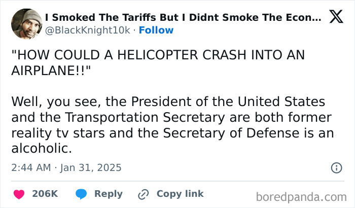 Tweet on "White People Twitter" humorously questioning competence with political satire.