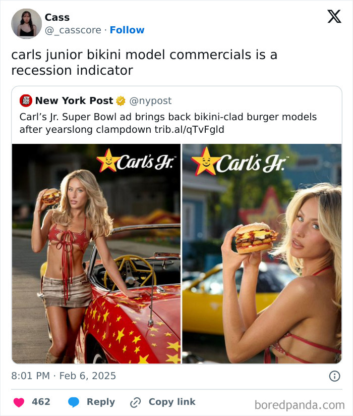 Carl's Jr. bikini model ad viewed as a recession indicator.