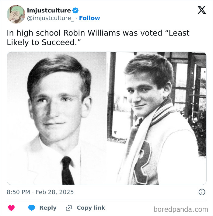 High school yearbook photos with a caption about interesting facts for family Easter lunch discussions.