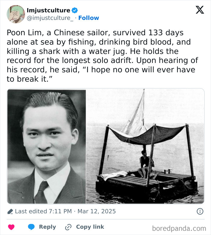 Chinese sailor on a raft, symbolizing interesting facts to share with family over Easter lunch.