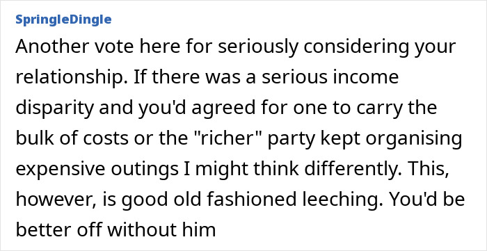 Commenter expressing concern about relationship issues involving boyfriend splurging on female colleagues and accusations of jealousy.