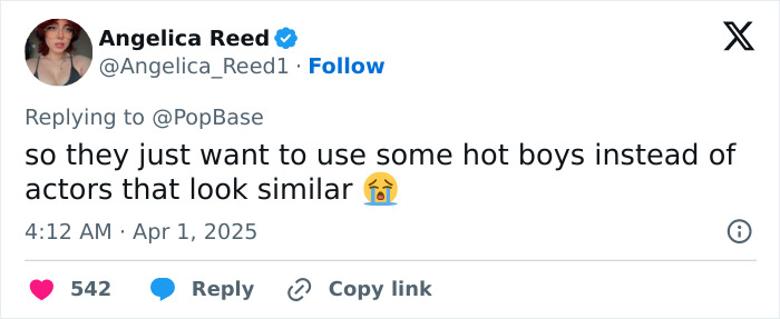 Tweet criticizing Beatles biopic casting for focusing on looks over similarity.