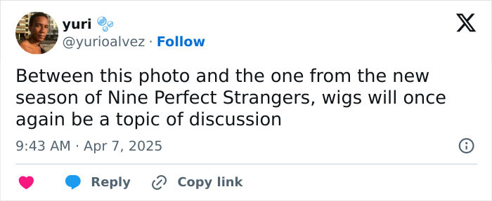 Nicole Kidman transformation tweet about wigs, sparking discussion among fans.