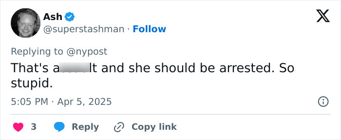 A tweet calling for arrest after an attack on a pro-life activist during an abortion interview.