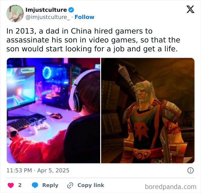 A dad in 2013 hired gamers to defeat his son in video games, pushing him to seek a job.