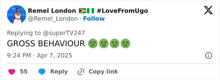 Tweet reaction showing disapproval towards Mickey Rourke's behavior on Celebrity Big Brother.