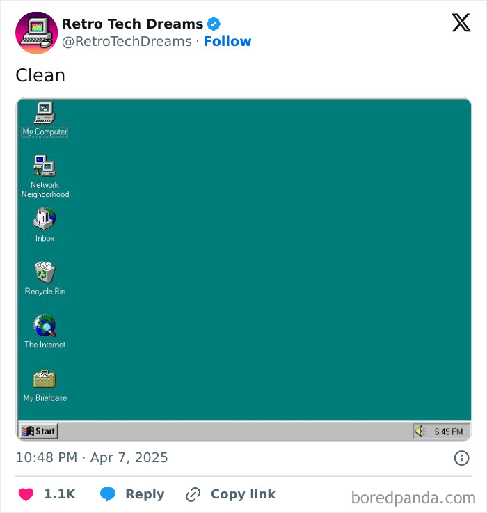 Retro tech desktop from a classic operating system showing various icons and a "Start" menu, evoking technology nostalgia.