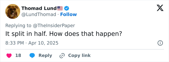 Tweet about New York helicopter crash with tech boss and family, questioning how it split in half.