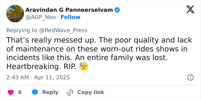 Tweet expressing sadness over New York helicopter crash victims: tech boss, wife, and children.