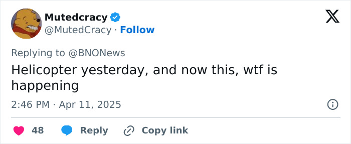 Tweet reaction to plane explosion in Florida.