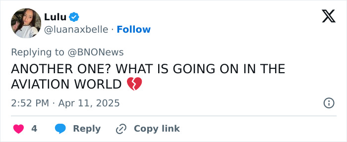 Tweet expressing concern over aviation news, mentioning a plane explosion in Florida.