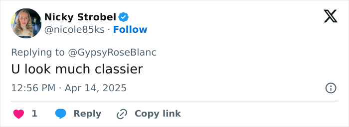 Reply to Gypsy-Rose Blanchard on weight loss transformation: "U look much classier. Reply to Gypsy-Rose Blanchard on weight loss transformation: "U look much classier.