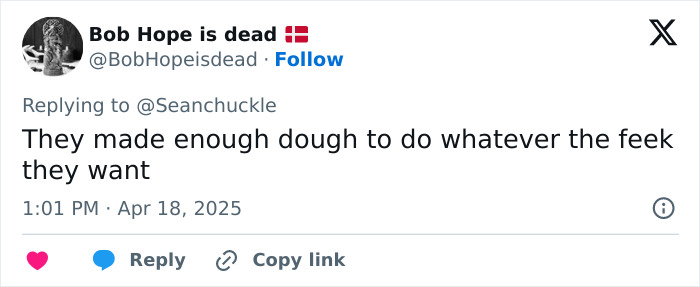 Tweet screenshot discussing freedom, featuring a user named Bob Hope is dead.