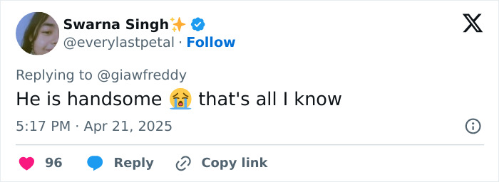 Tweet expressing admiration for a handsome guy related to Joe Biden's family easter picture.