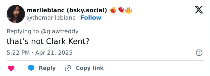 Comment questioning identity with reference to Clark Kent in response to viral Easter pic.