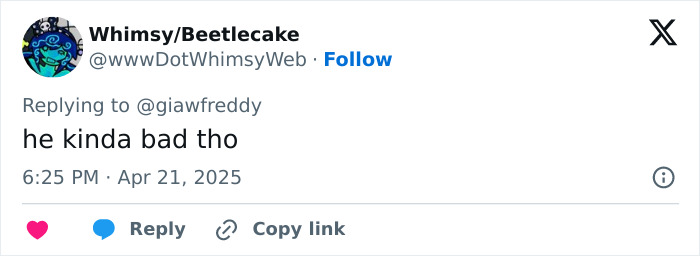 Tweet response saying 'he kinda bad tho' in Joe Biden family Easter pic discussion.