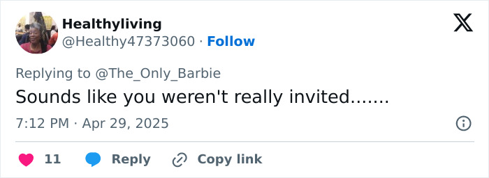 Tweet by HealthyLiving responding to a guest&rsquo;s dress being called inappropriate at a wedding, sparking mass debate.