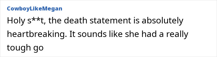 Comment discussing heartbreaking statement on former child star's passing, sparking speculation.