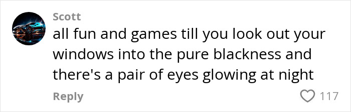 Comment on living on the edge of Vegas, mentioning eyes glowing at night.