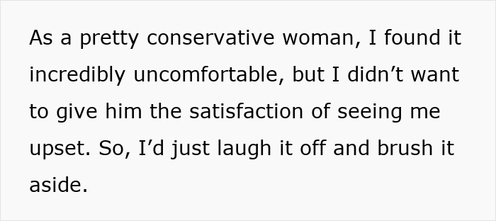Text expressing discomfort and reaction to explicit jokes by a neighbor, highlighting karma and public response. Text expressing discomfort and reaction to explicit jokes by a neighbor, highlighting karma and public response.