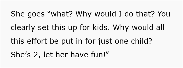 Text questioning event setup for kids instead of autistic child, emphasizing inclusivity and fun.