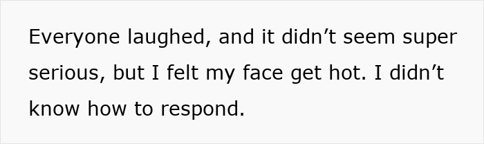 Text about feeling embarrassed at a potluck after arriving empty-handed.