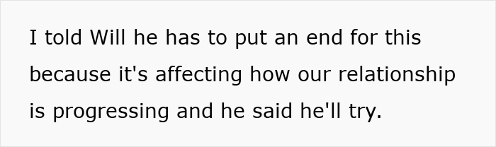 Text message expressing a girlfriend's frustration over a man's ex affecting their relationship.