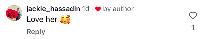 Comment praising a speech by an airlines worker, with heart and hug emojis.