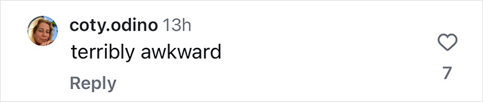 Instagram comment on awkward encounter with Ellen DeGeneres, reading "terribly awkward" by user coty.odino. Instagram comment on awkward encounter with Ellen DeGeneres, reading "terribly awkward" by user coty.odino.