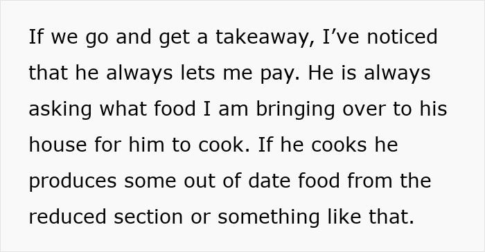 Text on screen about girlfriend sick of paying for boyfriend who splurges on female colleagues and accuses her of being jealous.