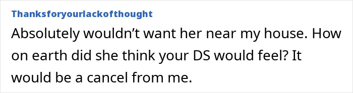 Comment on mom getting free venue and keeping son away so he doesn&rsquo;t outshine other kid.