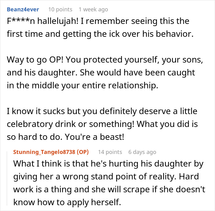 Discussion on a woman leaving boyfriend for wanting daughter as heiress, highlighting need for self-reliance and protection.