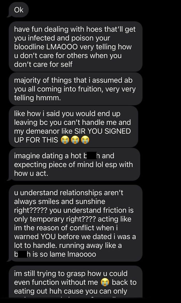 Text conversation showing a woman needing a reality check, discussing relationships and expectations.