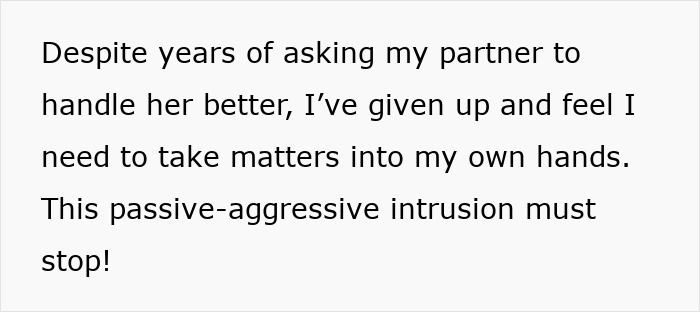 Text post about frustration with SIL's controlling behavior and decision to take matters into own hands after years.