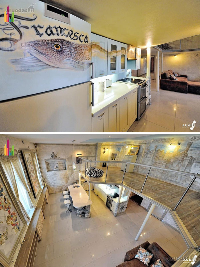 Modern kitchen and unique loft design inside one of the wildest real estate properties currently for sale.