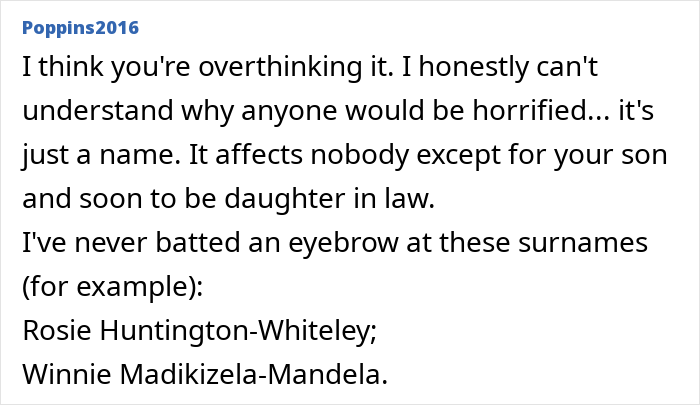 Comment discussing hyphenated last names, mentioning public figures with such surnames. Comment discussing hyphenated last names, mentioning public figures with such surnames.