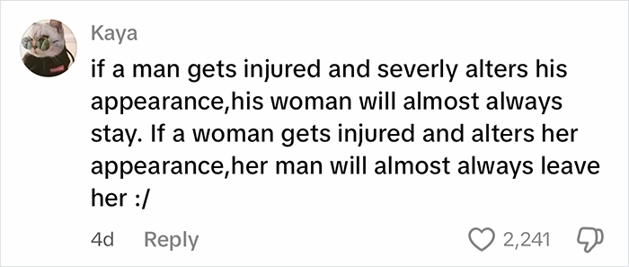 Social media comment exposing beauty standards in fairy tales focusing on human female and male beast roles.