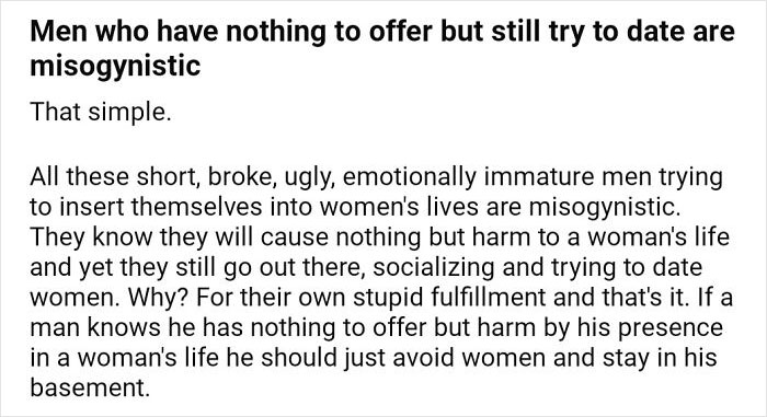 Text about women deserving better, critiquing certain men as misogynistic.