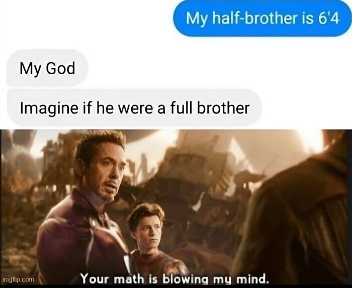 Texting meme humorously mixing up math concepts with physics themes.