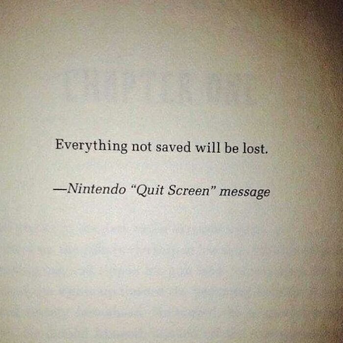 Nintendo quit screen message: "Everything not saved will be lost."