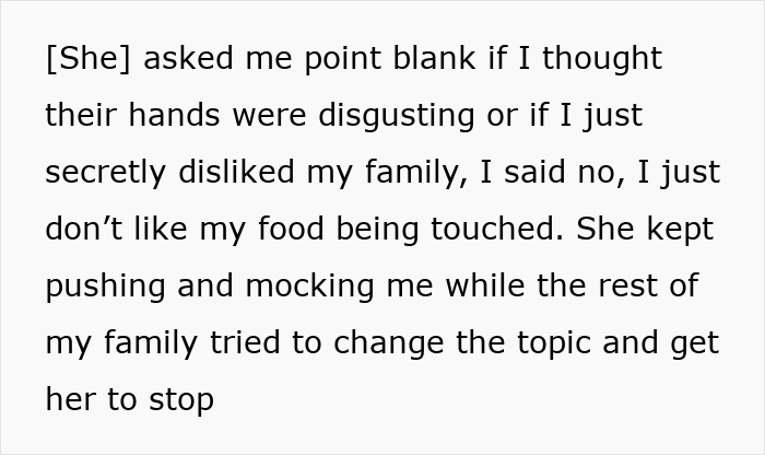 Text about family conflict over food, highlighting issues when boundaries are crossed.