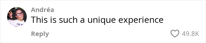 Comment on viral video about stranger braiding hair on flight, user Andr&eacute;a finds it a unique experience.