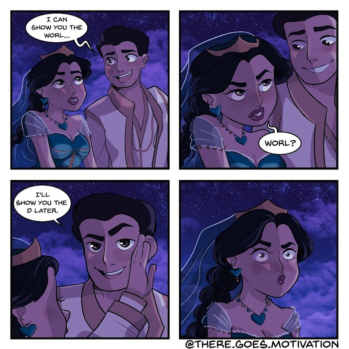 Comic by Bored Panda artist humorously depicting a couple's conversation about an incomplete song line.