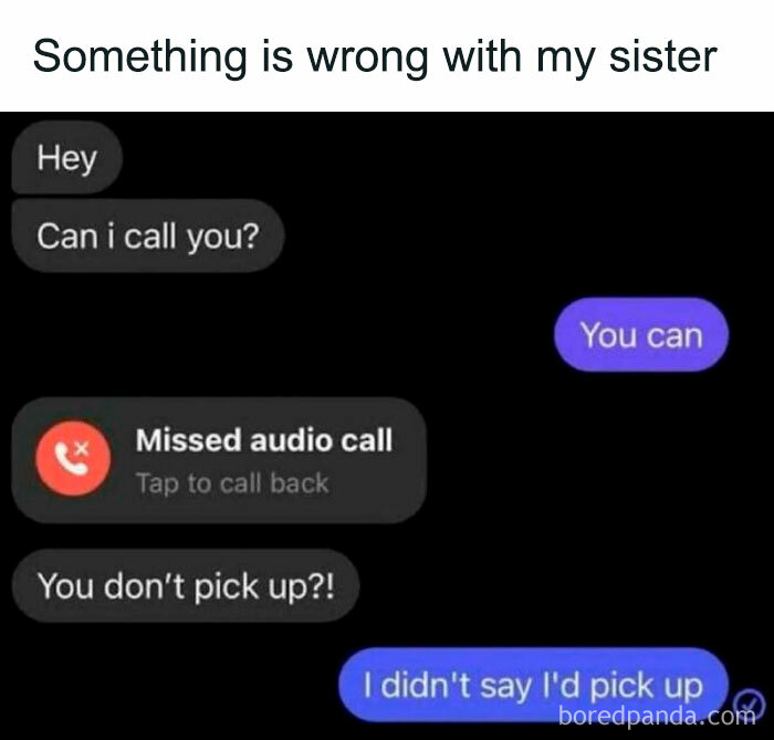 Humorous meme of a chat showing missed call confusion, perfect for a boring week.