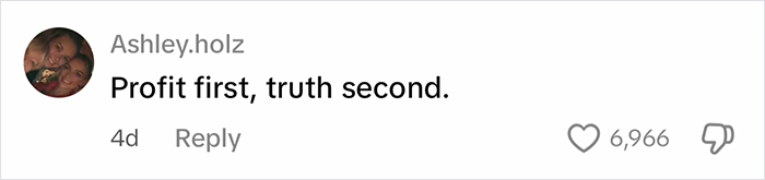 Comment saying Profit first, truth second, highlighting fans canceling fitness influencer after truth behind weight loss revealed. Comment saying Profit first, truth second, highlighting fans canceling fitness influencer after truth behind weight loss revealed.