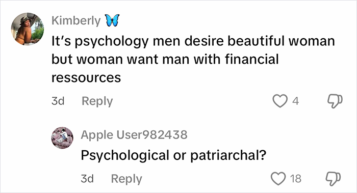 Screenshot of online comments discussing beauty standards and gender roles in psychology and patriarchal views related to fairy tales.