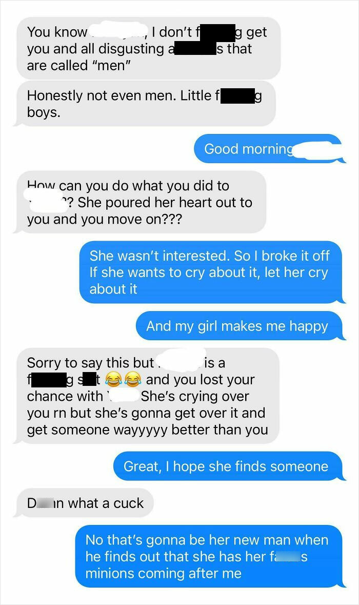 Text conversation discussing a relationship, mentioning women needing a reality check.