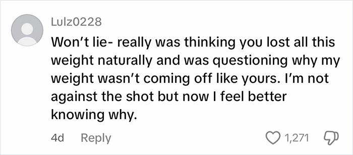 Comment from user discussing the fitness influencer’s weight loss truth and fans canceling after the reveal. Comment from user discussing the fitness influencer’s weight loss truth and fans canceling after the reveal.