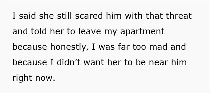 Text from a story about a woman crossing a line, being asked to leave due to a conflict involving her boyfriend's brother. Text from a story about a woman crossing a line, being asked to leave due to a conflict involving her boyfriend's brother.