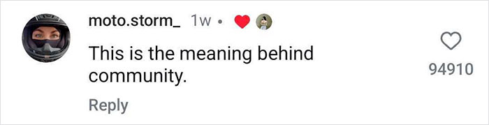 Comment appreciating sports car lovers' community effort, with 94910 likes.